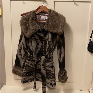 Like New Aztec jacket with Fur